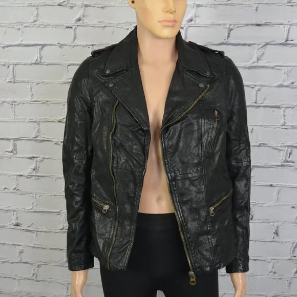 Mens Scotch and Soda Leather Biker Jacket Motorcycle cafe racer size small